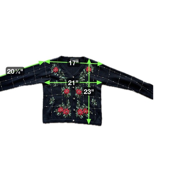 Womens Christmas Sweater S Embellished Poinsettia Beaded Embroidered Ugly Not - Picture 9 of 9